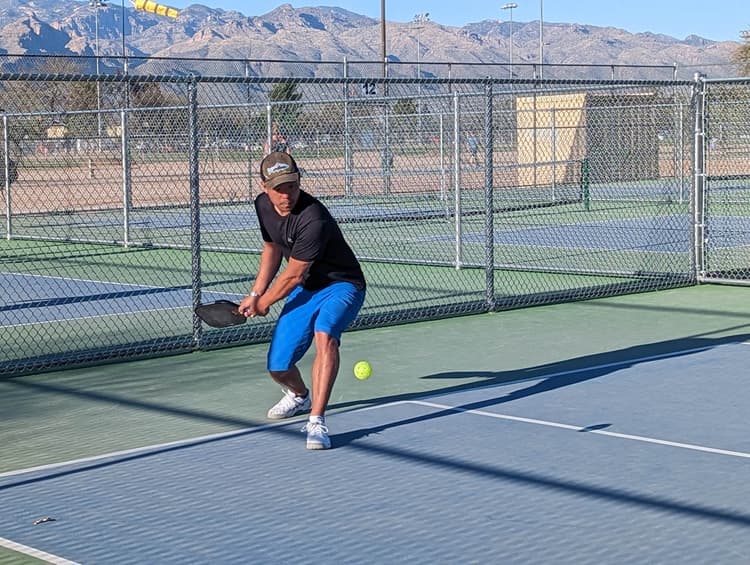 James playing pickleball